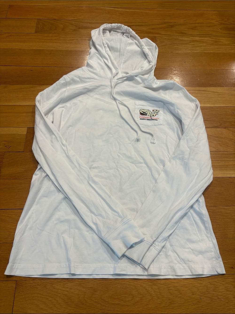 Vineyard Vines White Halloween Mummy Whale Pocket Hoodie